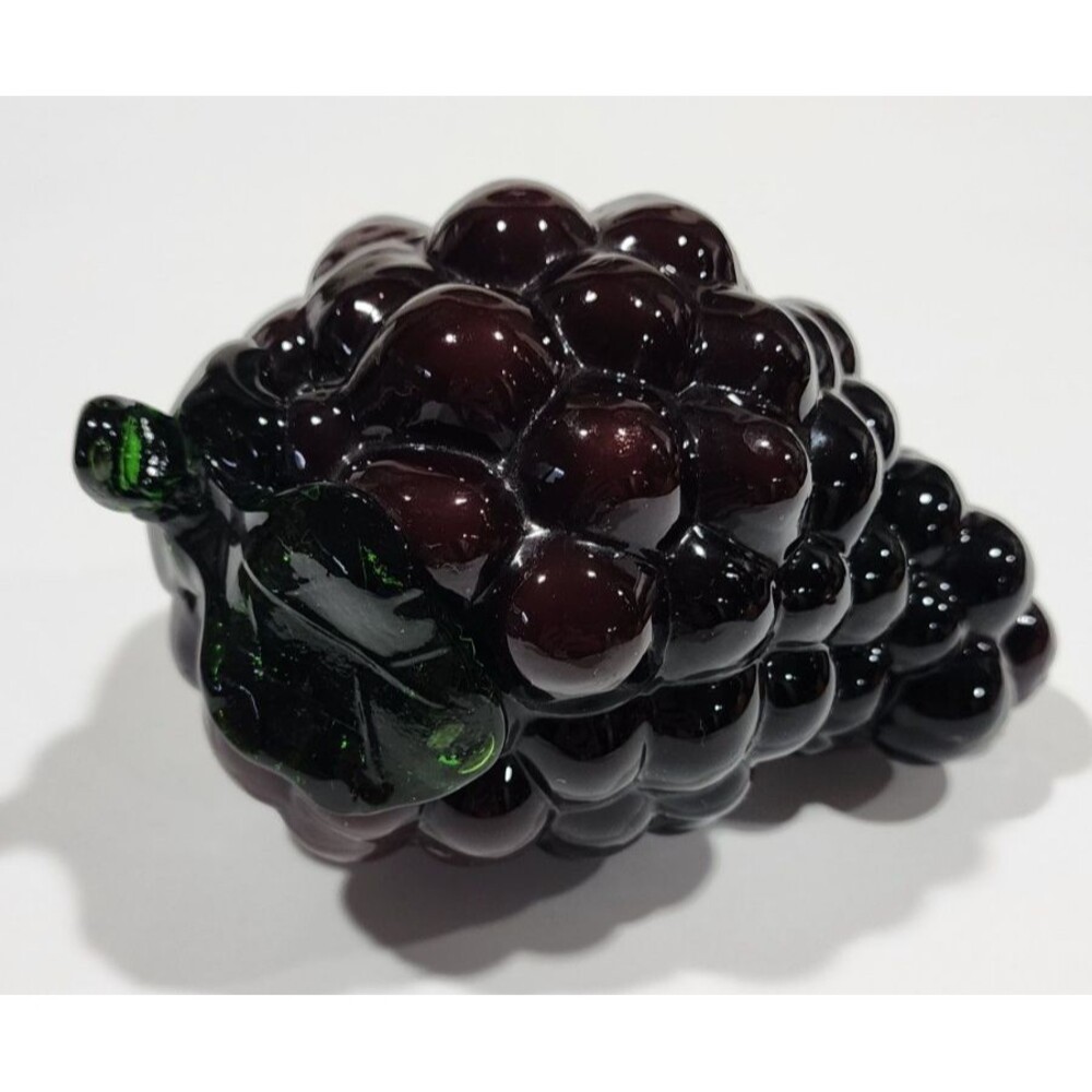 Vintage Glass Purple Grape Bunch Fruit Paperweight Hand Blown
